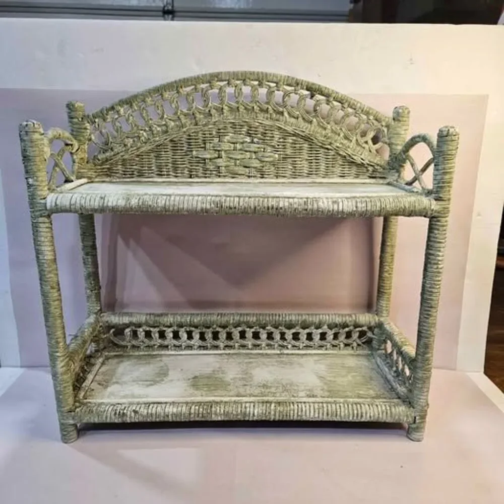 Vintage 2-Tier Wicker Wall Shelf